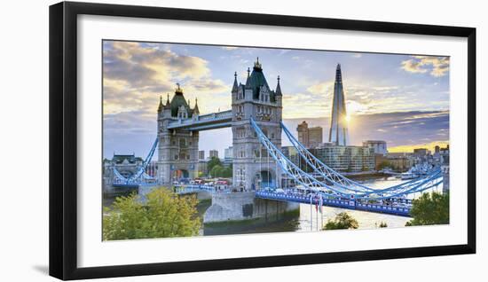 UK, England, London, River Thames, Tower Bridge and the Shard, by Architect Renzo Piano-Alan Copson-Framed Premium Photographic Print