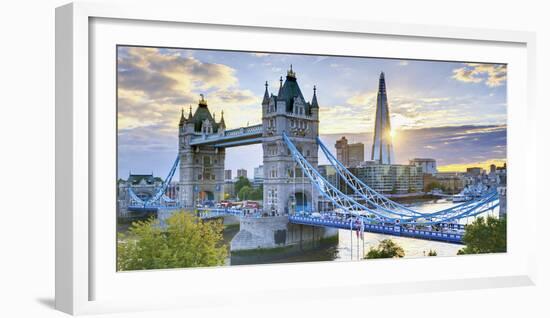 UK, England, London, River Thames, Tower Bridge and the Shard, by Architect Renzo Piano-Alan Copson-Framed Premium Photographic Print