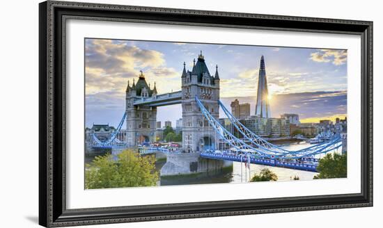 UK, England, London, River Thames, Tower Bridge and the Shard, by Architect Renzo Piano-Alan Copson-Framed Premium Photographic Print