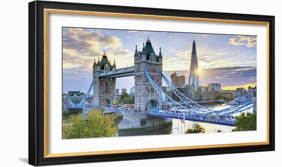 UK, England, London, River Thames, Tower Bridge and the Shard, by Architect Renzo Piano-Alan Copson-Framed Premium Photographic Print