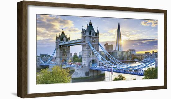 UK, England, London, River Thames, Tower Bridge and the Shard, by Architect Renzo Piano-Alan Copson-Framed Photographic Print