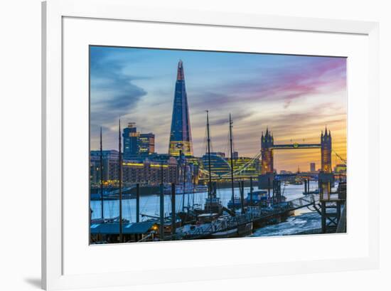 UK, England, London, The Shard and Tower Bridge over River Thames-Alan Copson-Framed Photographic Print