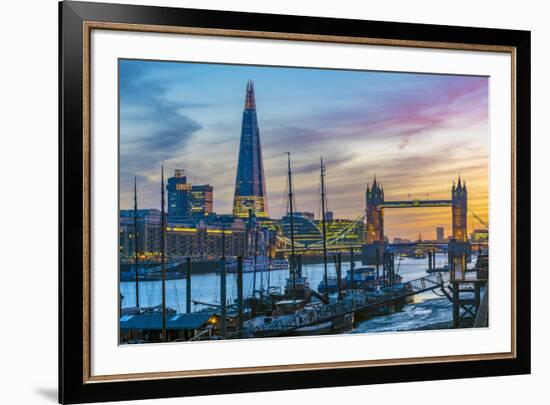 UK, England, London, The Shard and Tower Bridge over River Thames-Alan Copson-Framed Photographic Print