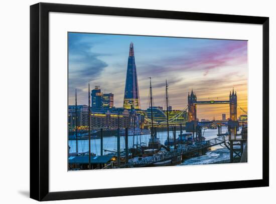 UK, England, London, The Shard and Tower Bridge over River Thames-Alan Copson-Framed Photographic Print