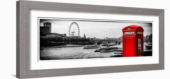 UK Landscape - Red Telephone Booth and River Thames - London - UK - England - United Kingdom-Philippe Hugonnard-Framed Photographic Print