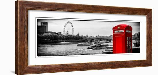 UK Landscape - Red Telephone Booth and River Thames - London - UK - England - United Kingdom-Philippe Hugonnard-Framed Photographic Print