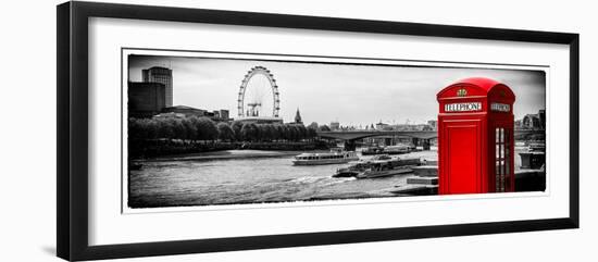 UK Landscape - Red Telephone Booth and River Thames - London - UK - England - United Kingdom-Philippe Hugonnard-Framed Photographic Print