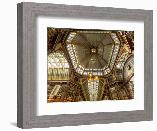 UK London Leadenhal market interior elaborate roof-Charles Bowman-Framed Photographic Print