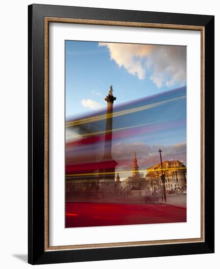 Uk, London, Trafalgar Square, Nelson's Column and Blurred Bus-Alan Copson-Framed Photographic Print