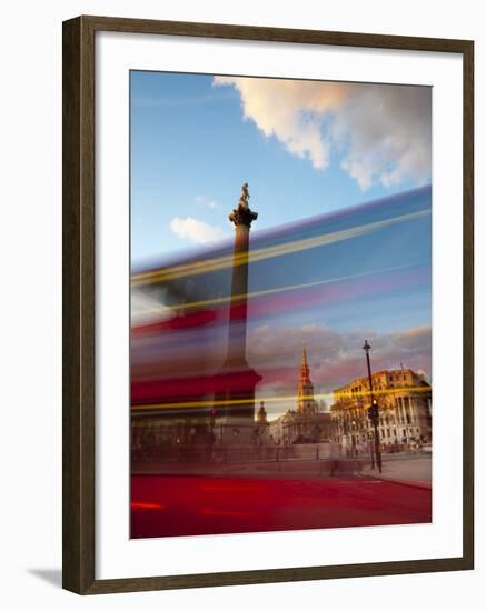 Uk, London, Trafalgar Square, Nelson's Column and Blurred Bus-Alan Copson-Framed Photographic Print