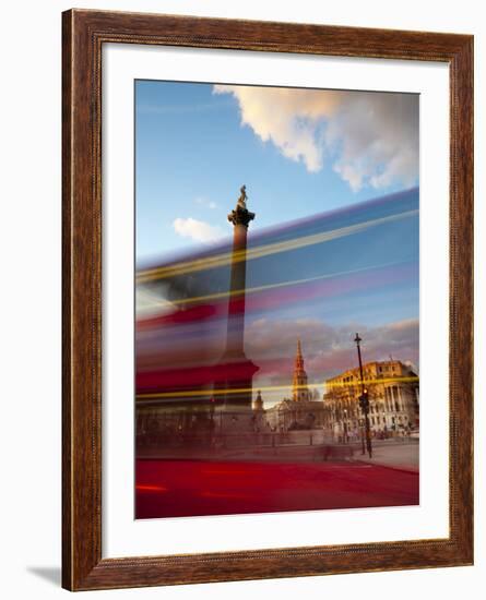 Uk, London, Trafalgar Square, Nelson's Column and Blurred Bus-Alan Copson-Framed Photographic Print