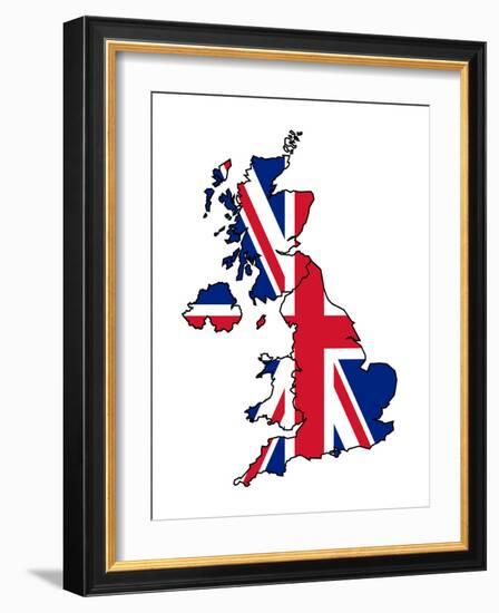 Uk Map With Flag-Speedfighter-Framed Art Print