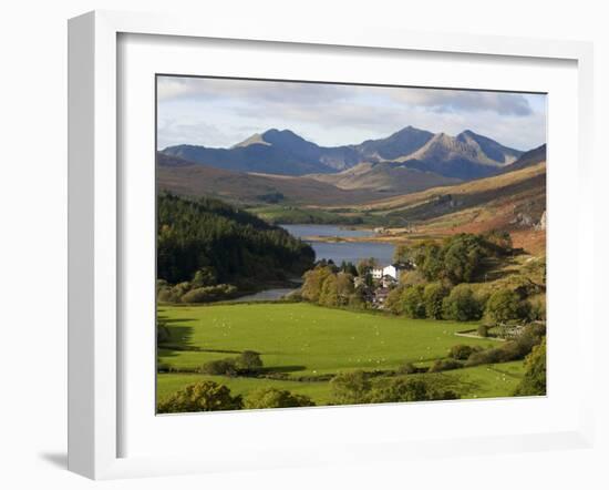 Uk, North Wales, Snowdonia; the Snowdon Horseshoe Rises Above Llyn Mymbr-John Warburton-lee-Framed Photographic Print