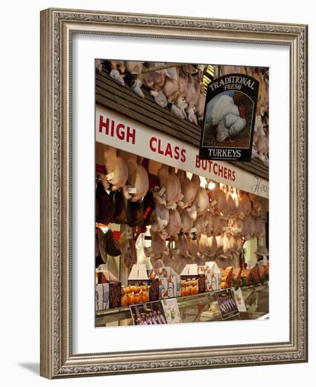 UK, Oxford, A Well-Stocked, 'High Class' Butcher Selling Christmas Turkeys in Oxford's Covered Mark-Niels Van Gijn-Framed Photographic Print