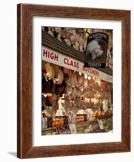 UK, Oxford, A Well-Stocked, 'High Class' Butcher Selling Christmas Turkeys in Oxford's Covered Mark-Niels Van Gijn-Framed Photographic Print