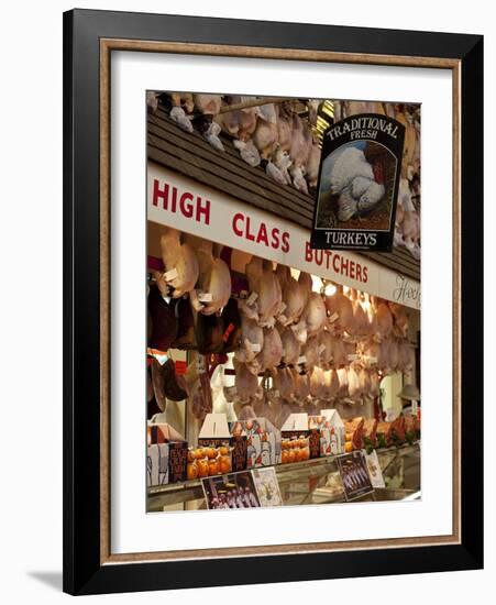 UK, Oxford, A Well-Stocked, 'High Class' Butcher Selling Christmas Turkeys in Oxford's Covered Mark-Niels Van Gijn-Framed Photographic Print