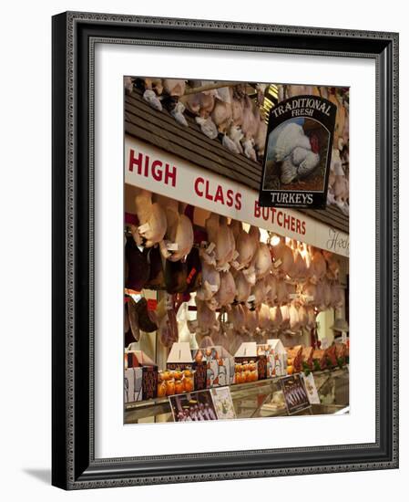 UK, Oxford, A Well-Stocked, 'High Class' Butcher Selling Christmas Turkeys in Oxford's Covered Mark-Niels Van Gijn-Framed Photographic Print