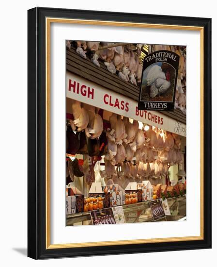 UK, Oxford, A Well-Stocked, 'High Class' Butcher Selling Christmas Turkeys in Oxford's Covered Mark-Niels Van Gijn-Framed Photographic Print