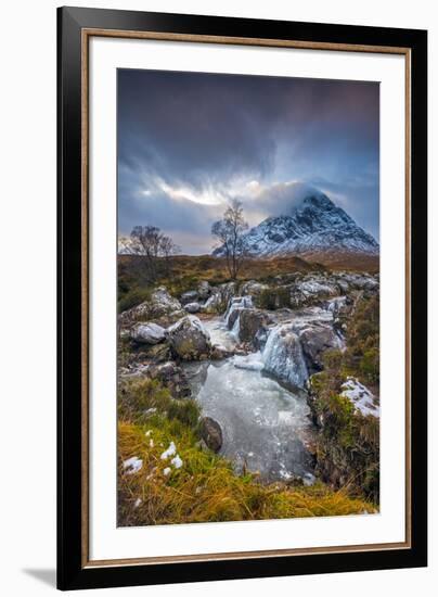 UK, Scotland, Highland, Glen Coe, River Coupall, Coupall Falls and Buachaille Etive Mor-Alan Copson-Framed Photographic Print