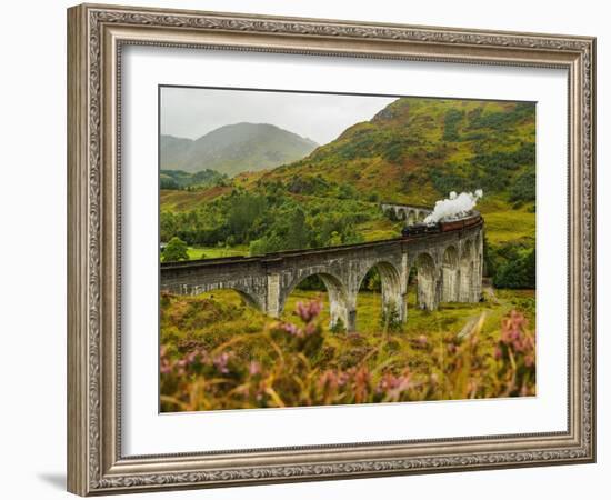 UK, Scotland, Highlands, Jacobite Steam Train crossing the Glenfinnan Viaduct.-Karol Kozlowski-Framed Photographic Print