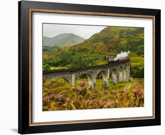 UK, Scotland, Highlands, Jacobite Steam Train crossing the Glenfinnan Viaduct.-Karol Kozlowski-Framed Photographic Print