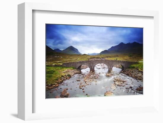 Uk, Scotland, Inner Hebrides, Isle of Skye. Sligachan Bridge and Mountains in the Background.-Ken Scicluna-Framed Photographic Print