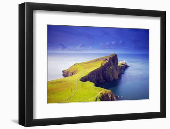 Uk, Scotland, Inner Hebrides, Isle of Skye. the Neist Point Lighthouse Far Beneath the Cliffs.-Ken Scicluna-Framed Photographic Print