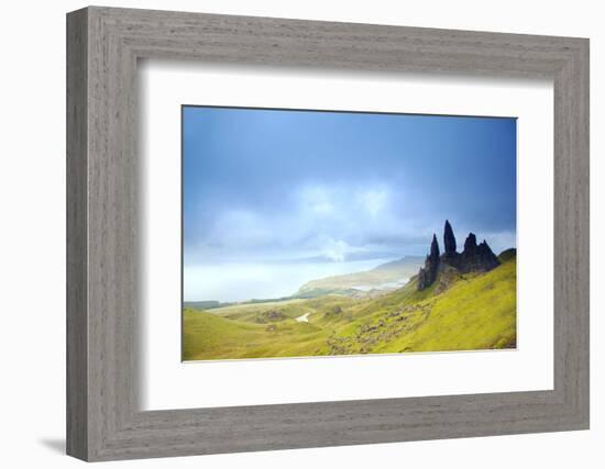 Uk, Scotland, Inner Hebrides, Isle of Skye. the Old Man of Storr in Dramatic Weather.-Ken Scicluna-Framed Photographic Print