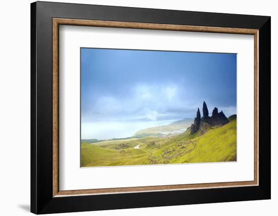 Uk, Scotland, Inner Hebrides, Isle of Skye. the Old Man of Storr in Dramatic Weather.-Ken Scicluna-Framed Photographic Print