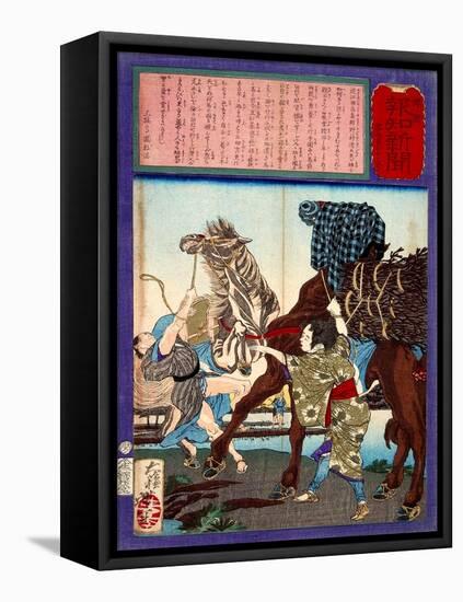 Ukiyo-E Newspaper: 10 Years Old Girl Horse Whisperer-Yoshitoshi Tsukioka-Framed Premier Image Canvas