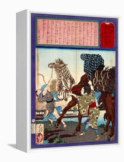 Ukiyo-E Newspaper: 10 Years Old Girl Horse Whisperer-Yoshitoshi Tsukioka-Framed Premier Image Canvas