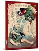 Ukiyo-E Newspaper: a Wife of a Tatami Mat Workman Fall Down on Stairs as She Escapes from Burglars-Yoshiiku Ochiai-Mounted Giclee Print