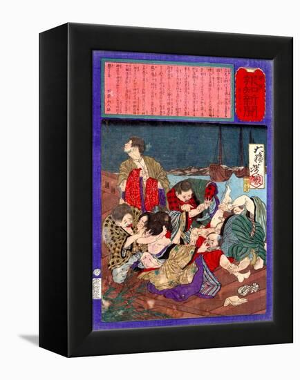 Ukiyo-E Newspaper: Flirtatious Omatsu Being Gang Raped for a Punishment-Yoshitoshi Tsukioka-Framed Premier Image Canvas