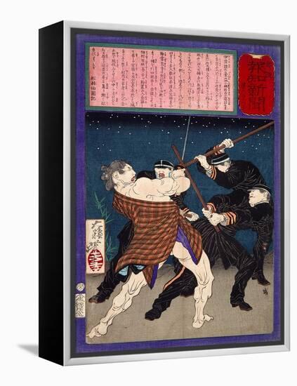 Ukiyo-E Newspaper: Infamous Burglar Masakichi Kobayashi Got Arrested-Yoshitoshi Tsukioka-Framed Premier Image Canvas