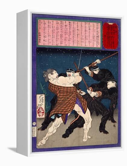 Ukiyo-E Newspaper: Infamous Burglar Masakichi Kobayashi Got Arrested-Yoshitoshi Tsukioka-Framed Premier Image Canvas