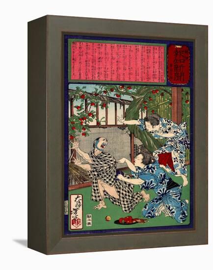 Ukiyo-E Newspaper: Jealous Wife Killed Her Husband-Yoshitoshi Tsukioka-Framed Premier Image Canvas