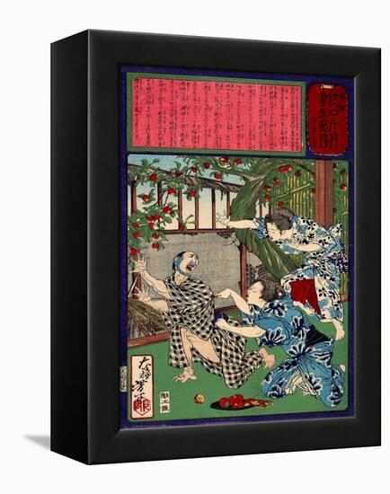 Ukiyo-E Newspaper: Jealous Wife Killed Her Husband-Yoshitoshi Tsukioka-Framed Premier Image Canvas