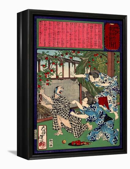 Ukiyo-E Newspaper: Jealous Wife Killed Her Husband-Yoshitoshi Tsukioka-Framed Premier Image Canvas