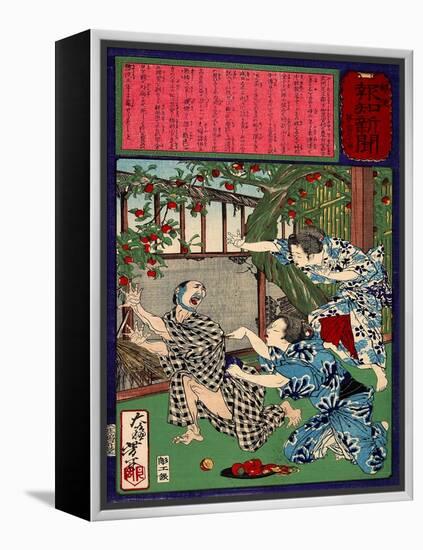 Ukiyo-E Newspaper: Jealous Wife Killed Her Husband-Yoshitoshi Tsukioka-Framed Premier Image Canvas