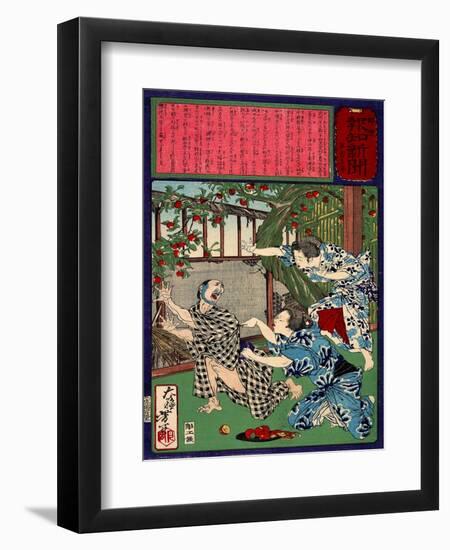 Ukiyo-E Newspaper: Jealous Wife Killed Her Husband-Yoshitoshi Tsukioka-Framed Giclee Print