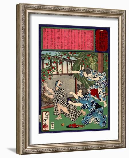 Ukiyo-E Newspaper: Jealous Wife Killed Her Husband-Yoshitoshi Tsukioka-Framed Giclee Print