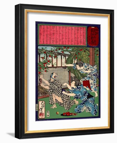 Ukiyo-E Newspaper: Jealous Wife Killed Her Husband-Yoshitoshi Tsukioka-Framed Giclee Print