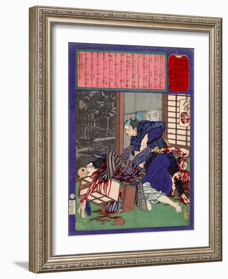 Ukiyo-E Newspaper: the Price of a Love Triangle with a Wife of Sandal Maker-Yoshitoshi Tsukioka-Framed Giclee Print