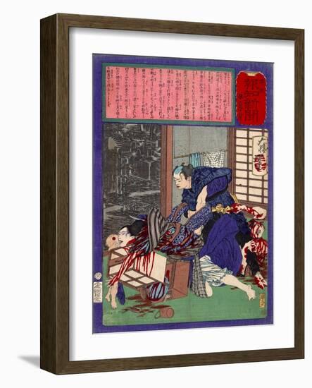 Ukiyo-E Newspaper: the Price of a Love Triangle with a Wife of Sandal Maker-Yoshitoshi Tsukioka-Framed Giclee Print