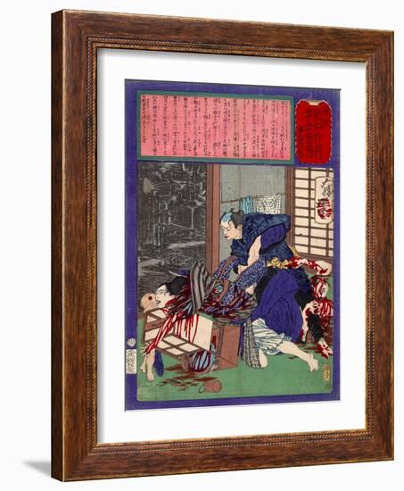 Ukiyo-E Newspaper: the Price of a Love Triangle with a Wife of Sandal Maker-Yoshitoshi Tsukioka-Framed Giclee Print