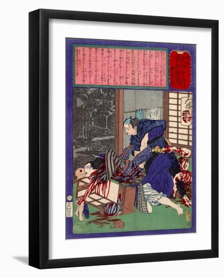 Ukiyo-E Newspaper: the Price of a Love Triangle with a Wife of Sandal Maker-Yoshitoshi Tsukioka-Framed Giclee Print