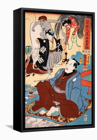 Ukiyo Matataira Masterpiece Benevolent-Kuniyoshi Utagawa-Framed Stretched Canvas