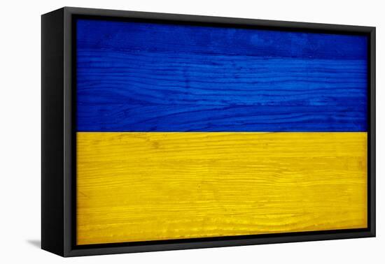 Ukraine Flag Design with Wood Patterning - Flags of the World Series-Philippe Hugonnard-Framed Stretched Canvas