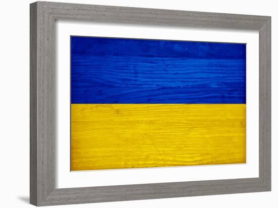 Ukraine Flag Design with Wood Patterning - Flags of the World Series-Philippe Hugonnard-Framed Art Print