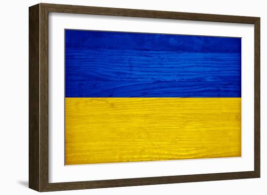 Ukraine Flag Design with Wood Patterning - Flags of the World Series-Philippe Hugonnard-Framed Art Print